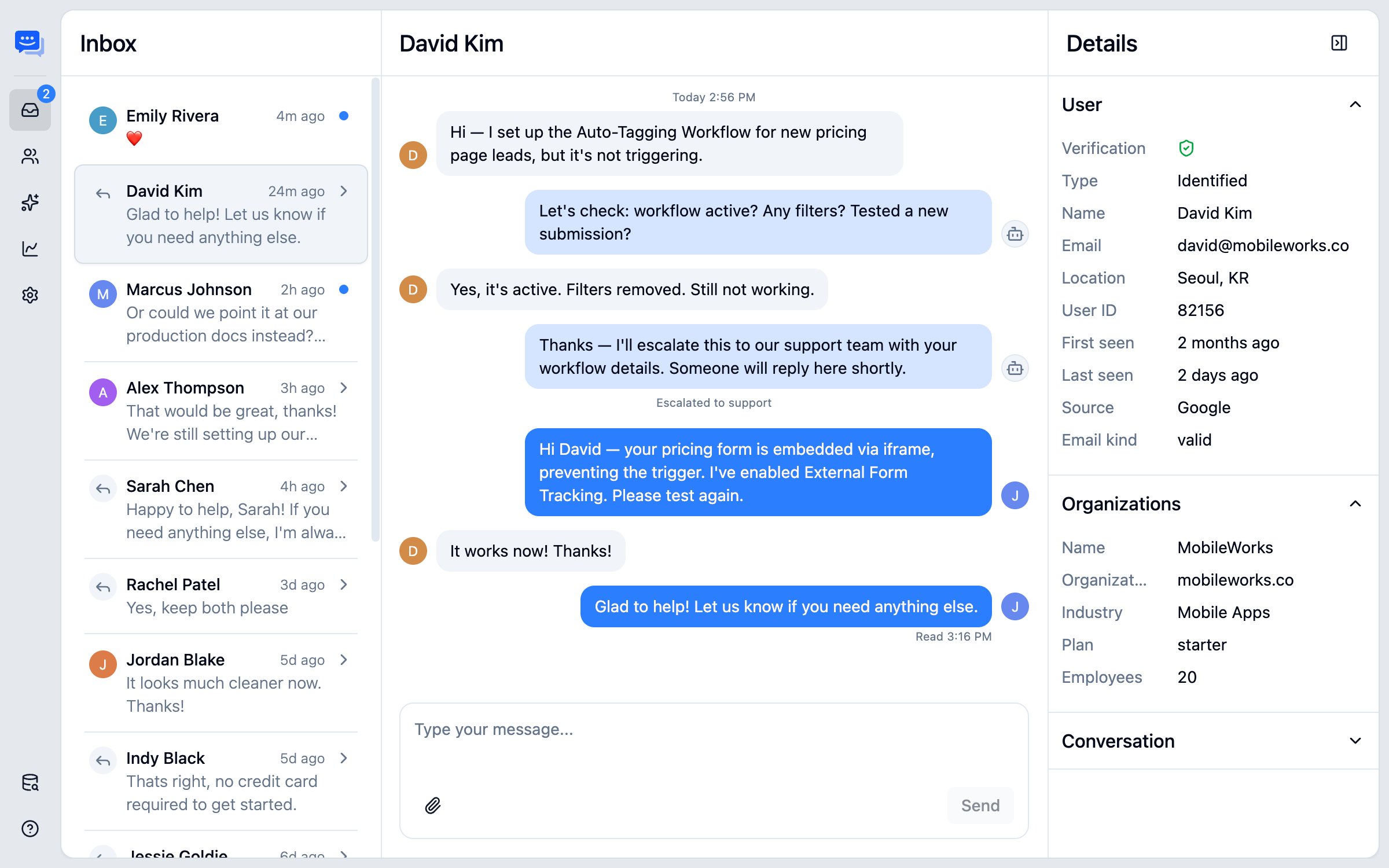 AI handing over conversation to operator